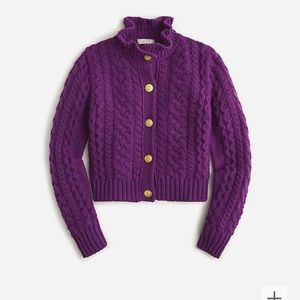 Brand New Jcrew Cable-Knit Ruffle Neck Cardigan!
